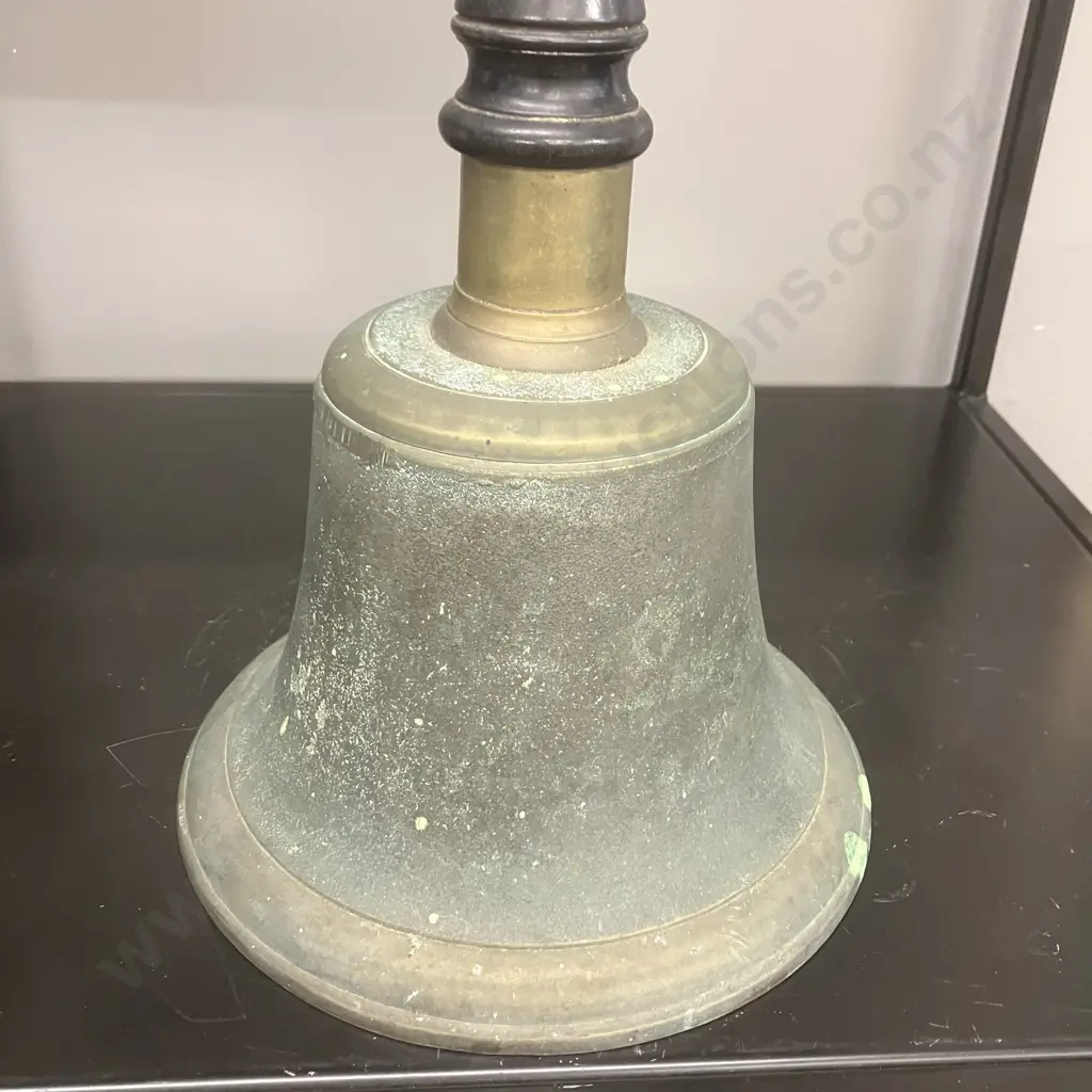 Victorian Sand Cast Metal School Hand Bell c1870 - 1890. H37cm Image 1++