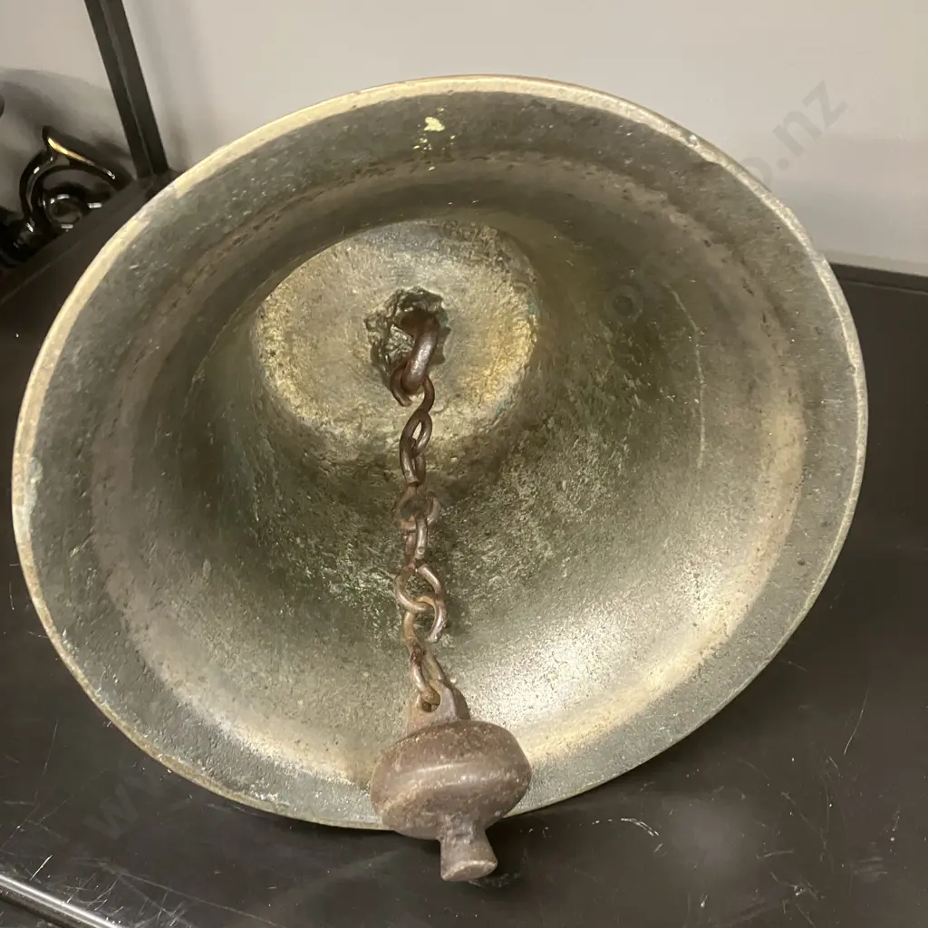 Victorian Sand Cast Metal School Hand Bell c1870 - 1890. H37cm Image 1++