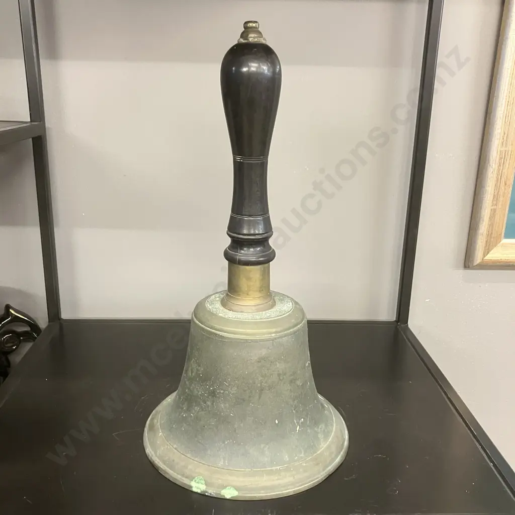 Victorian Sand Cast Metal School Hand Bell c1870 - 1890. H37cm Image 1++