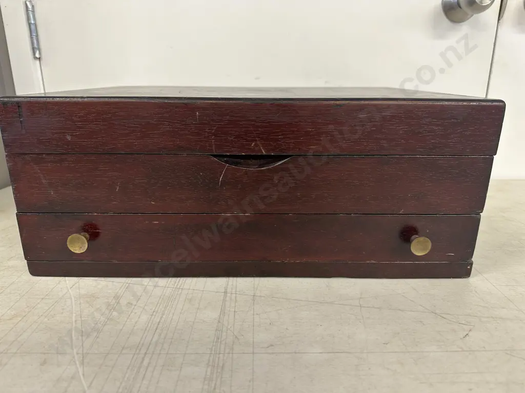 Vintage Brown Wooden Flatware Chest With Drawer H17,W44,D32cm. Image 1++