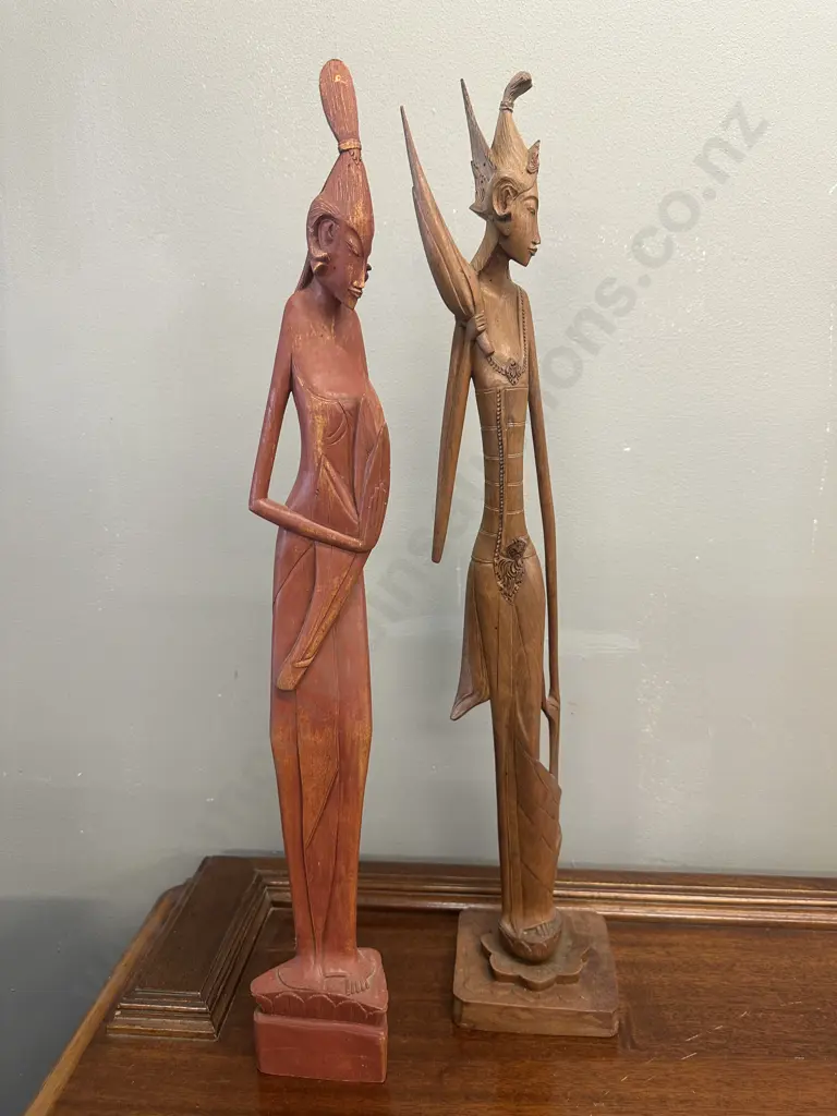 Vintage Wooden  Balinese Figurines H61cm. Image 1++
