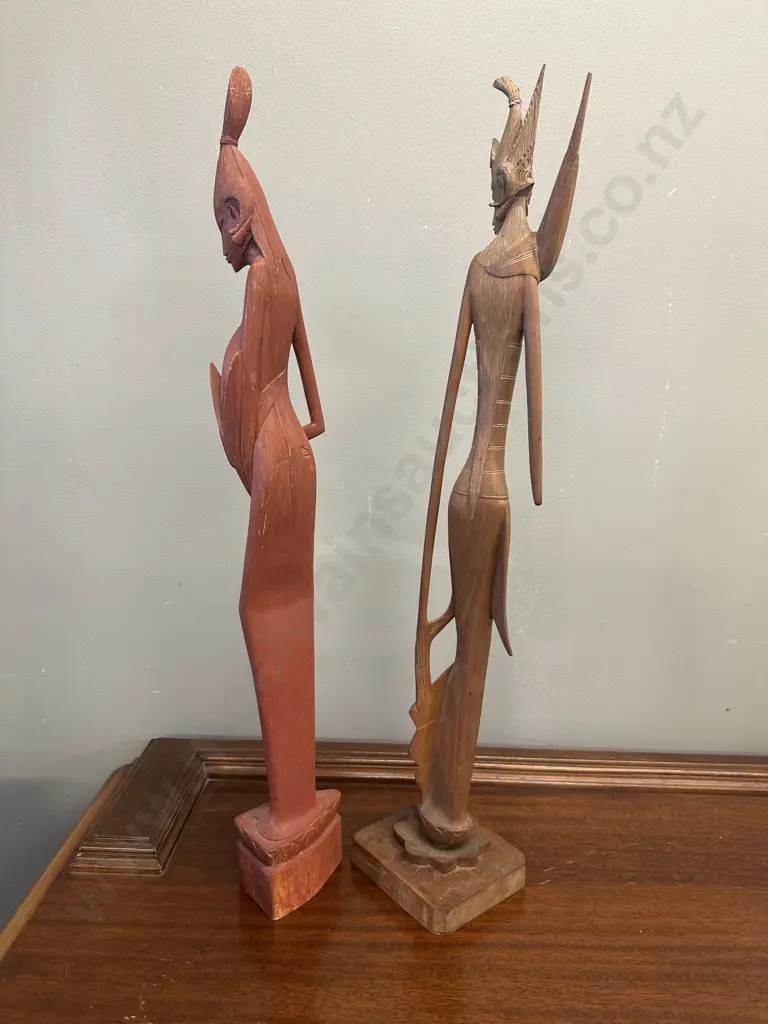 Vintage Wooden  Balinese Figurines H61cm. Image 1++