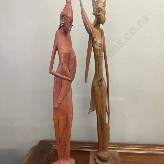 Vintage Wooden  Balinese Figurines H61cm.