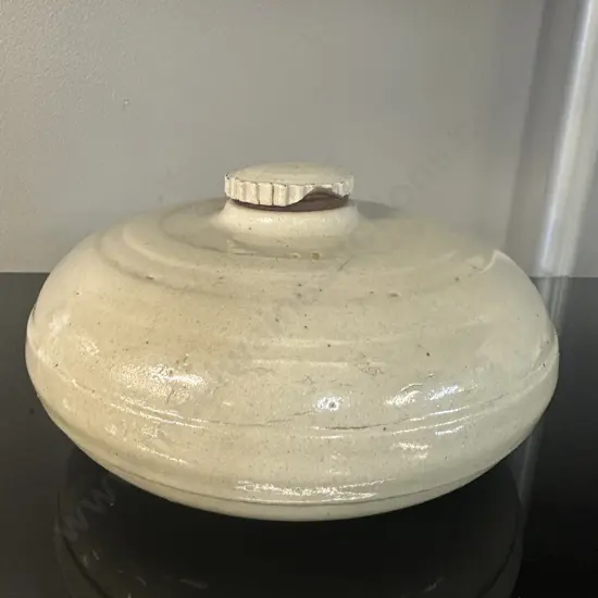 Stoneware Hot Water Bottle. Dia 23cm Vintage Conditon (af)