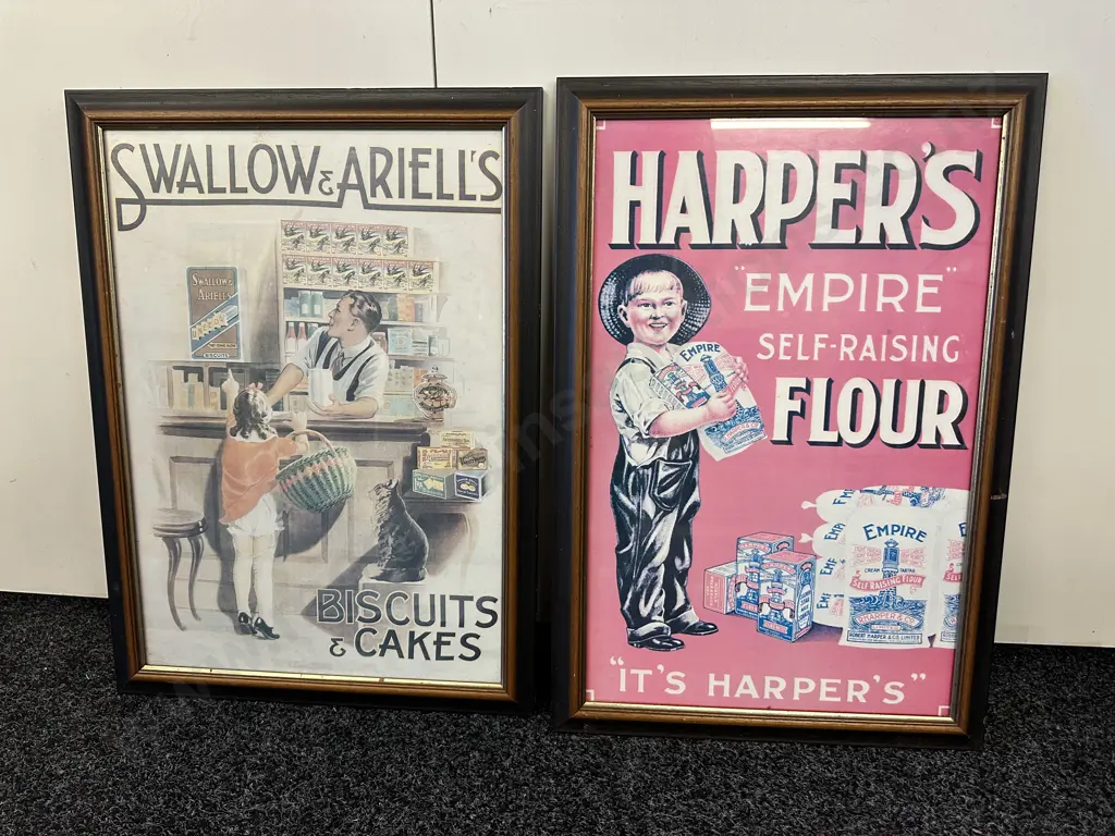 Pair Of Framed Posters Including Harpers & Swallow & Ariell's H60,W40cm. Image 1++