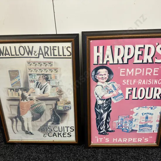 Pair Of Framed Posters Including Harpers & Swallow & Ariell's H60,W40cm.