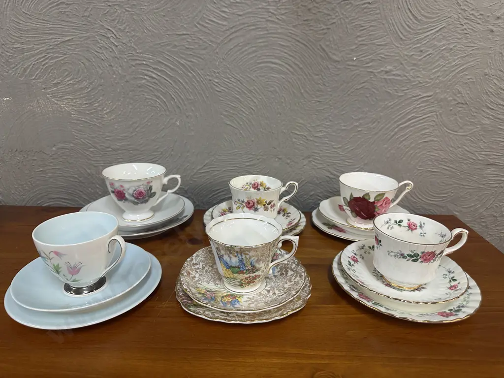 Vintage Trios x 6 In Colclough, Royal Stafford Etc Image 1++