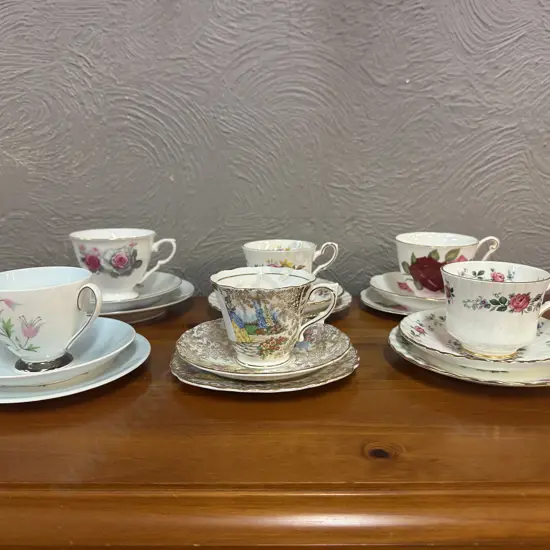 Vintage Trios x 6 In Colclough, Royal Stafford Etc