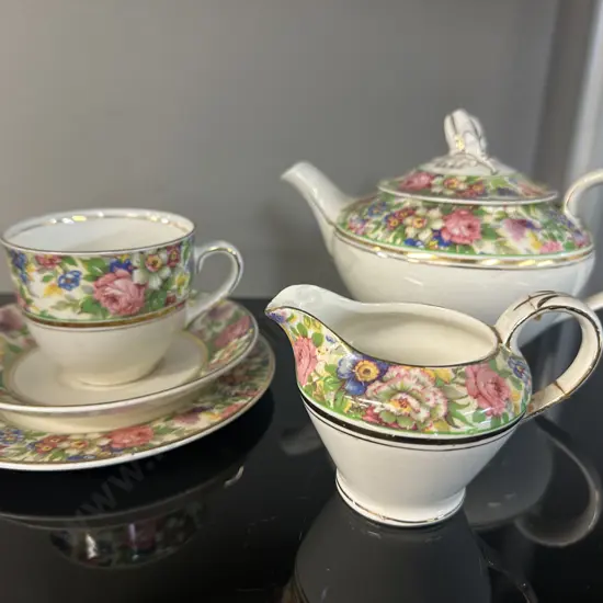 Vintage Palissy Trio, Creamer & Teapot