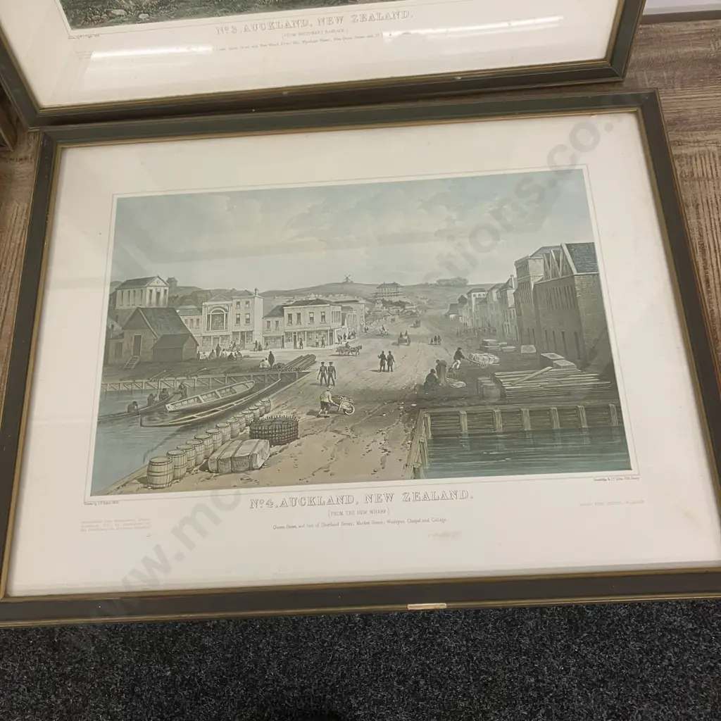 Set of 4 Historic Auckland Prints - J.P. Hogan 1852, All Numbered #269. 45 x 58cm Image 1++