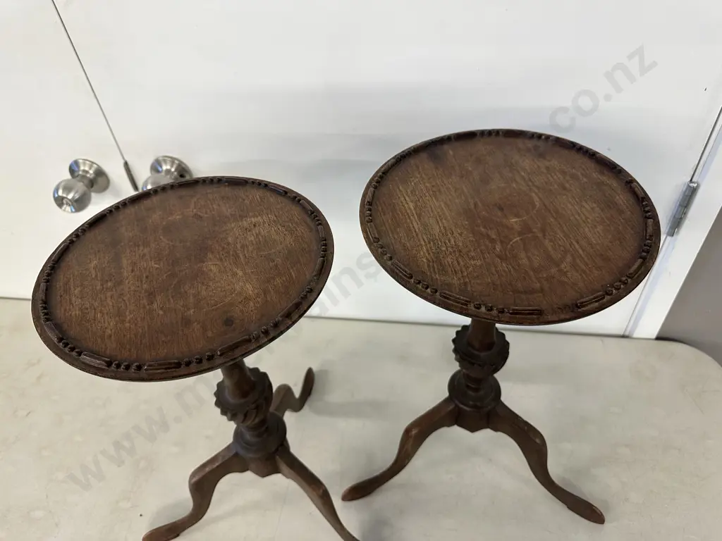 Pair Of Mahogany Wine Tables (as found) H48cm. Image 1++
