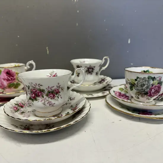Selection Of Vintage Royal Albert Trios x4 Including Sweet Violets, Lavender Rose Etc