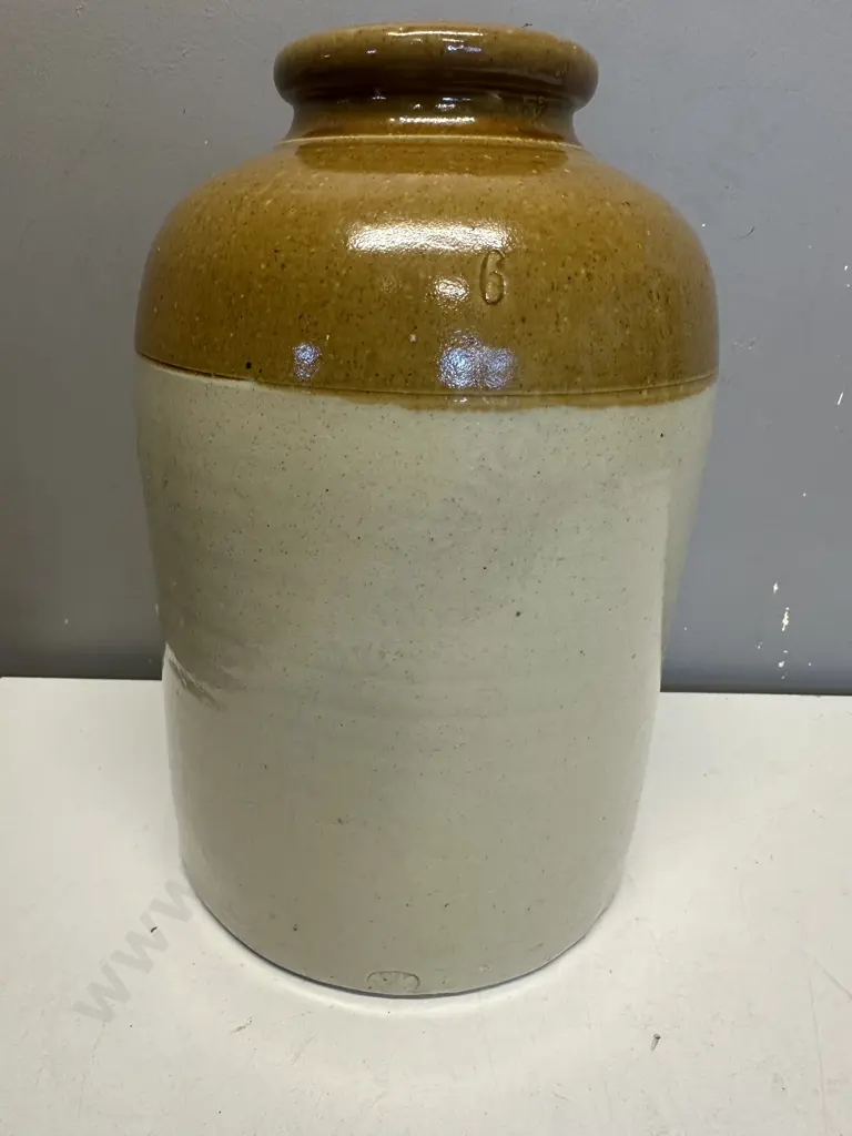 Antique Crock Two Tone Stamped #6 H33cm Image 1++