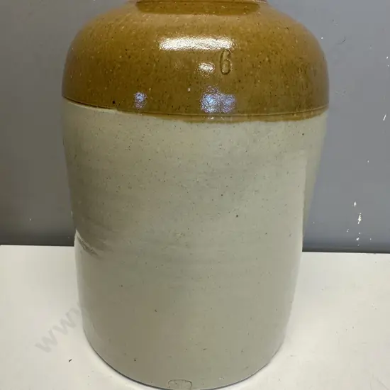 Antique Crock Two Tone Stamped #6 H33cm