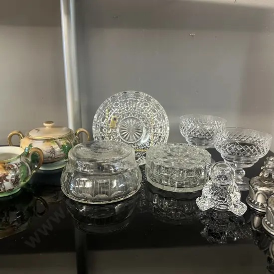 Crystal Items, Royal Bayreuth Items As Found & Teddy Bear Trinket Dishes