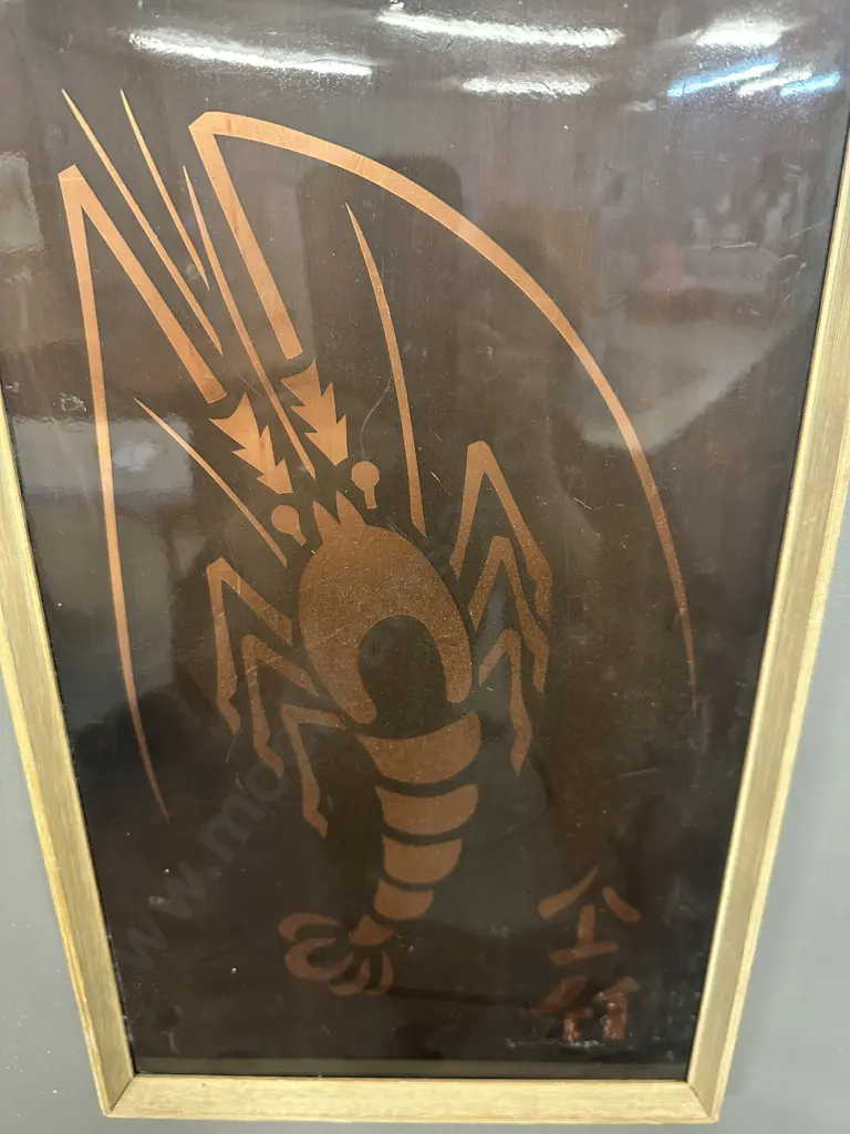 Vintage Framed Lobster Artwork H40,W25cm. Image 1++