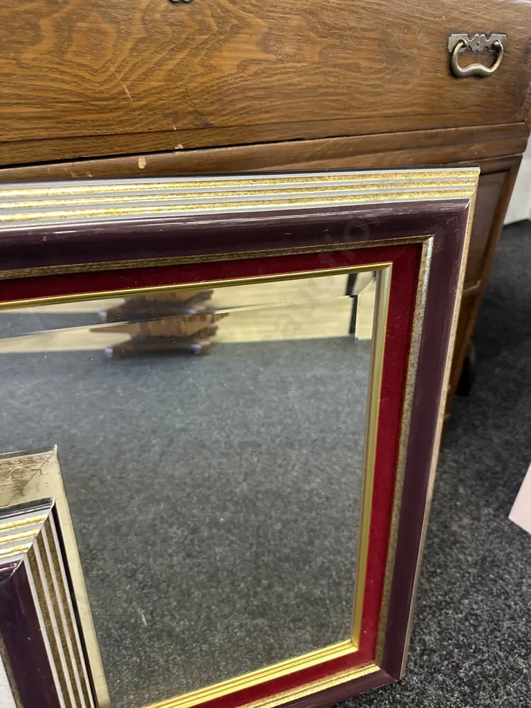 Mirrors x2 Bugundy / Gilt Framed Bevelled Edge 40x34,60x50cm. Image 1++