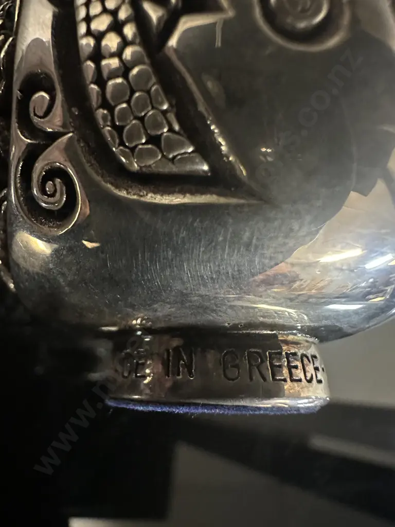 Sculpture In 995 Silver With Hallmarks Egg Shape With 2 Scenes - Virgin Mary With Jesus / St George On His Horse. H8cm Image 1++