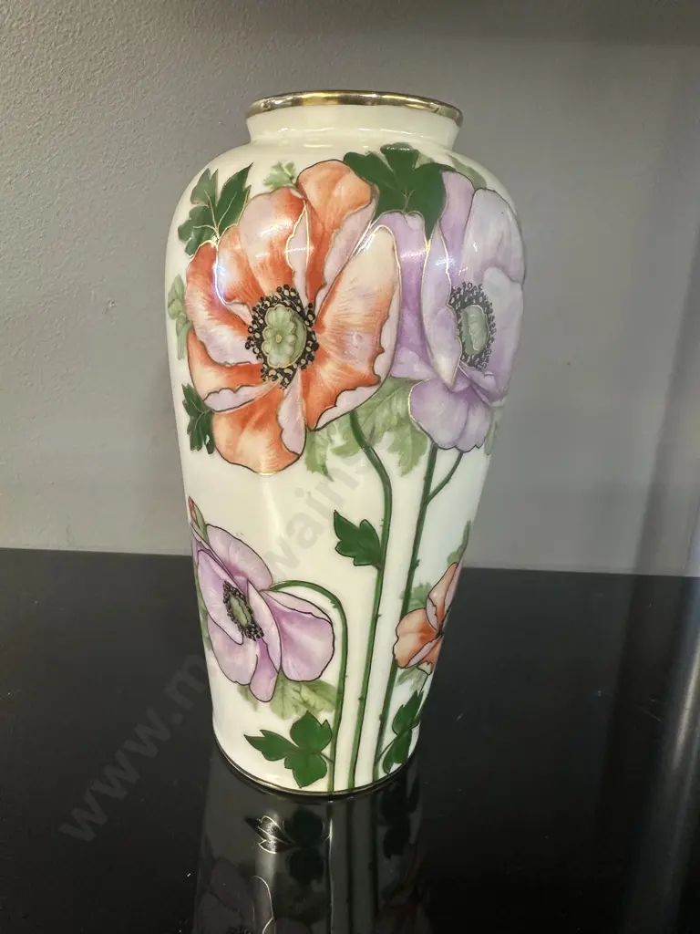 Bavaria Porcelain Poppy Design Vase #8084. H19cm Image 1++