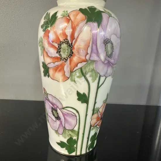 Bavaria Porcelain Poppy Design Vase #8084. H19cm