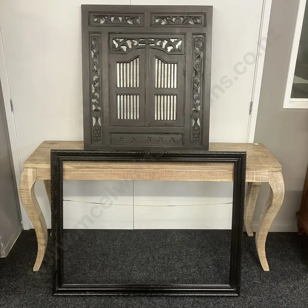 Ornate Black Shuttered Mirror 89 x 80cm With An Ornate Black Picture Frame 88 x 114cm Image 1++