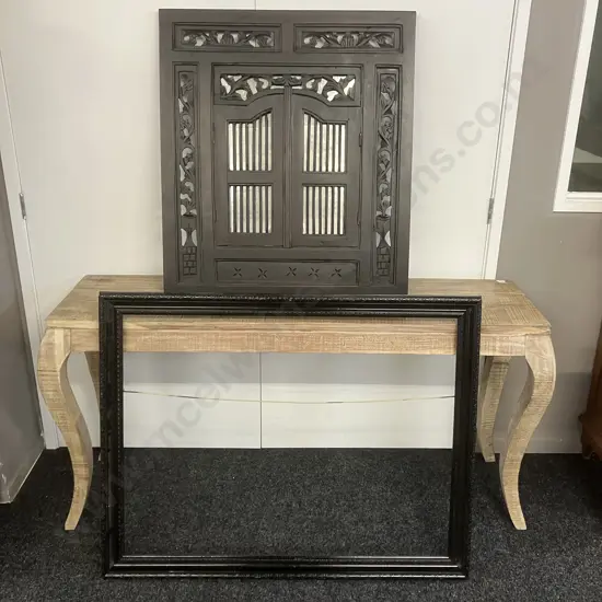 Ornate Black Shuttered Mirror 89 x 80cm With An Ornate Black Picture Frame 88 x 114cm