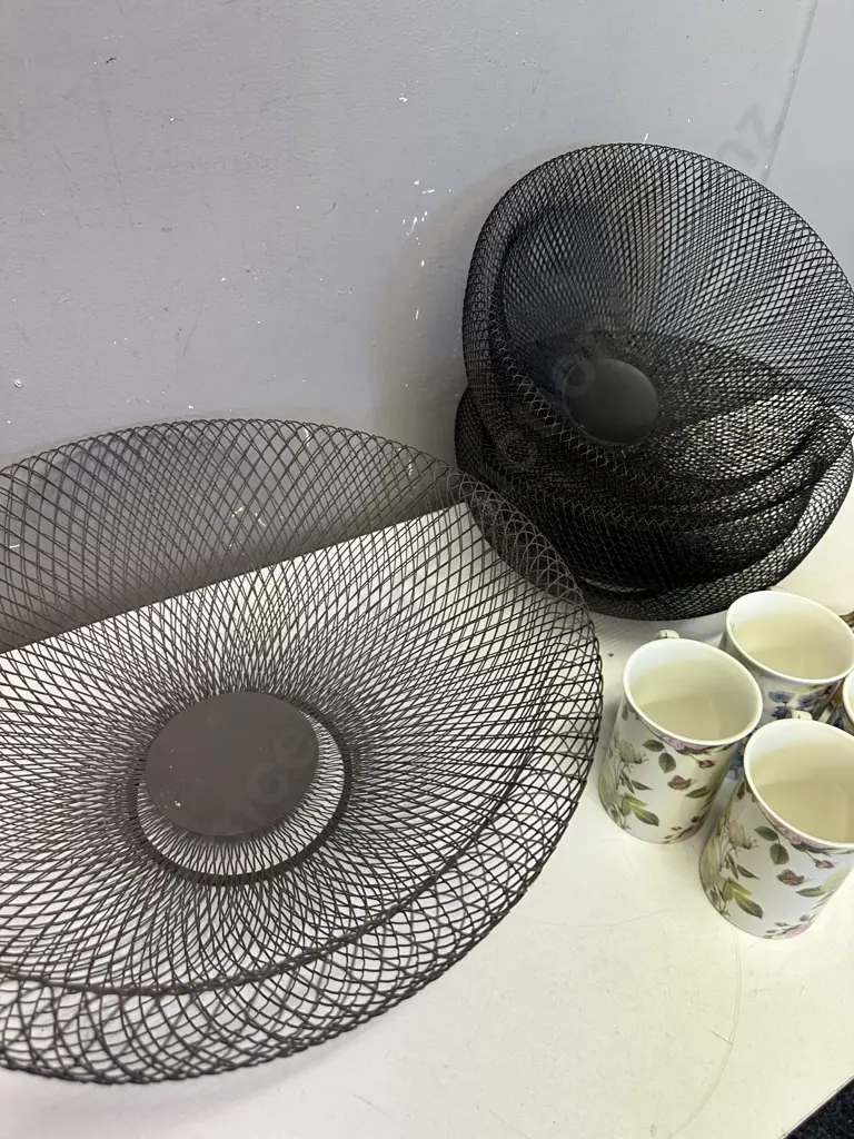 Selection Of Double Wall Wire Mesh Bowls x3 & Coffee Mugs x4 Etc Image 1++