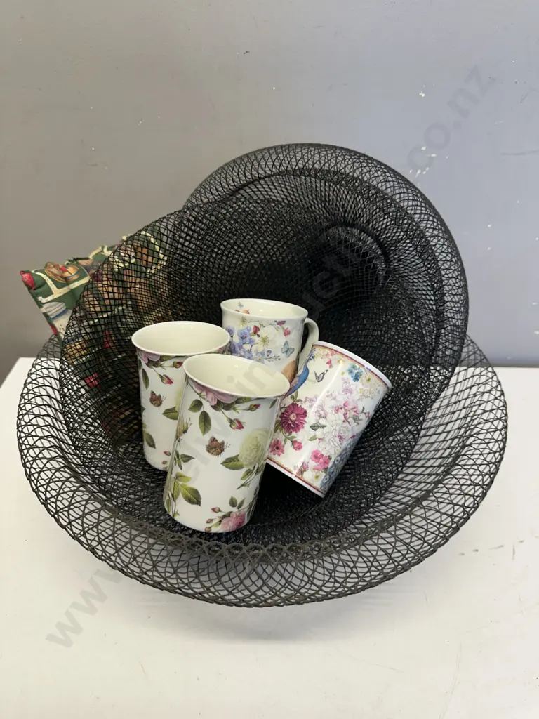 Selection Of Double Wall Wire Mesh Bowls x3 & Coffee Mugs x4 Etc Image 1++