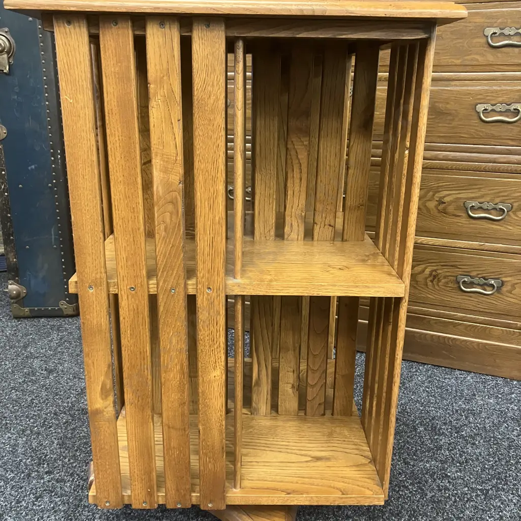 Art Deco Oak Revolving Bookcase, 2 Tier. H83 W52 D52cm Image 1++