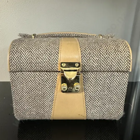 Vintage Tweed Style Jewellery Case H15,W18.5,D17cm.