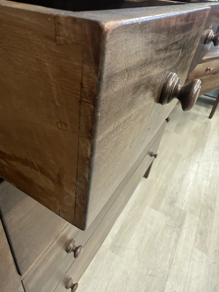 Solid Mahogany Bedroom Suite - 4 Drawer Dressing Table With Mirror, 6 Drawer Scotch Chest, 7 Drawer Tallboy (Top AF) Image 1++
