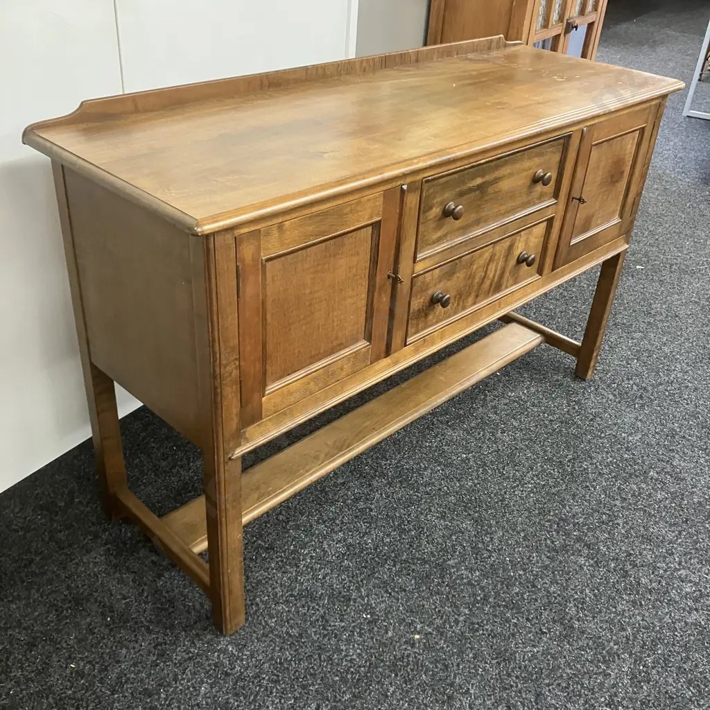 Solid Mahogany 2 Door 2 Drawer Side Board / Console Table. H86 W137 D46cm Image 1++