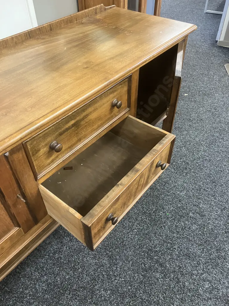 Solid Mahogany 2 Door 2 Drawer Side Board / Console Table. H86 W137 D46cm Image 1++