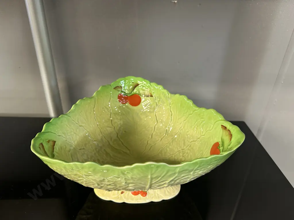 Vintage Carlton Ware Wavy Edged Lettuce Leaf Salad Bowl With Tomatoes H11,W23cm. Image 1++