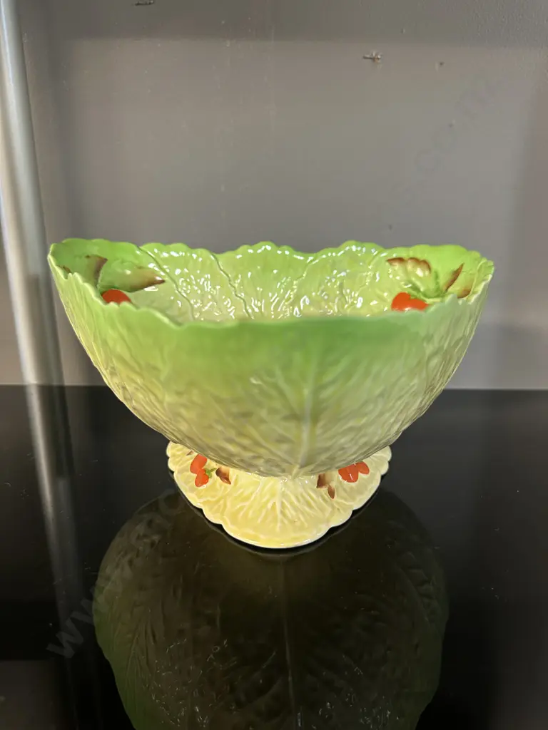 Vintage Carlton Ware Wavy Edged Lettuce Leaf Salad Bowl With Tomatoes H11,W23cm. Image 1++