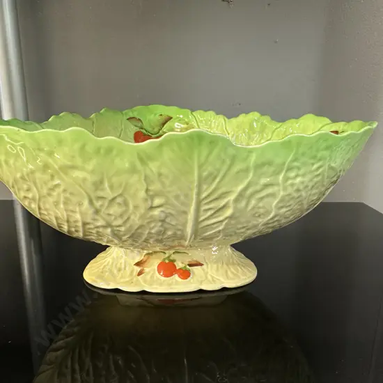 Vintage Carlton Ware Wavy Edged Lettuce Leaf Salad Bowl With Tomatoes H11,W23cm.