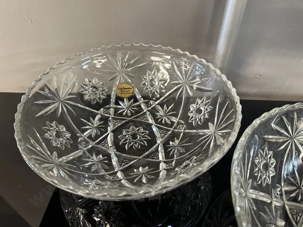 Pair Of Vintage Early American Crystal Bowls Image 1++