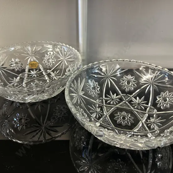 Pair Of Vintage Early American Crystal Bowls