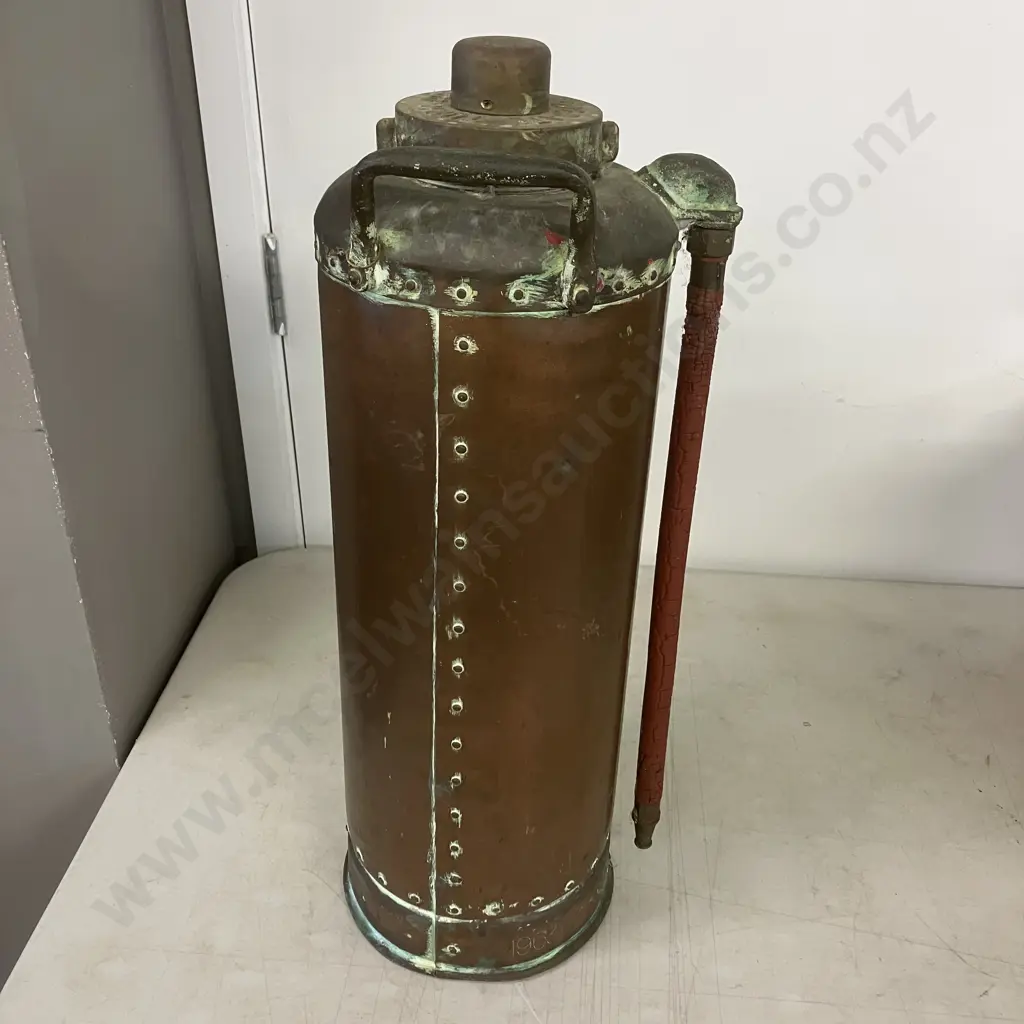 Vintage Copper & Brass Fire Extinguisher Stamped 1963. H53cm Image 1++