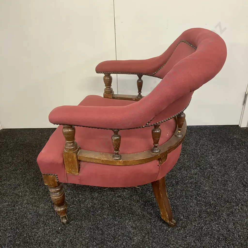 Antique Victorian Mahogany Upholstered Tub Chair (As Found Condition) Image 1++