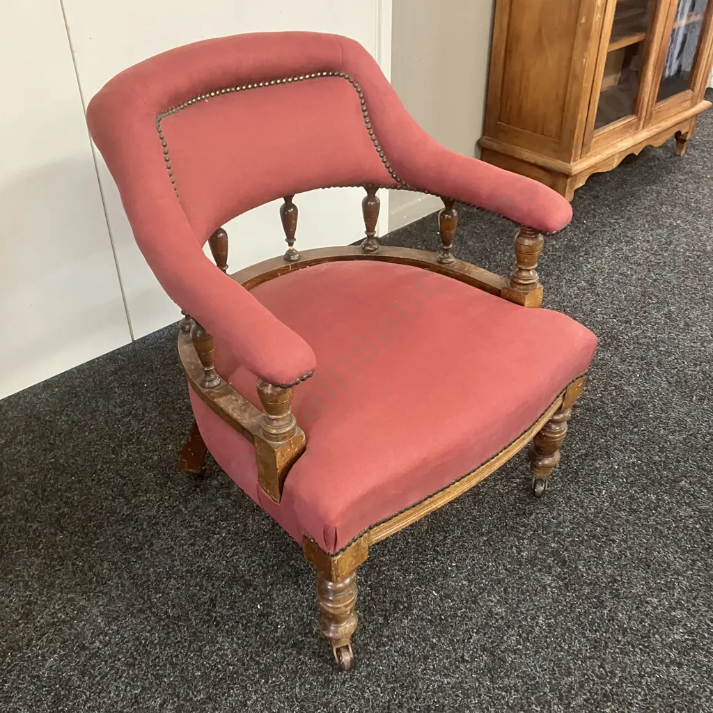 Antique Victorian Mahogany Upholstered Tub Chair (As Found Condition) Image 1++