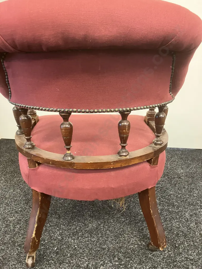 Antique Victorian Mahogany Upholstered Tub Chair (As Found Condition) Image 1++