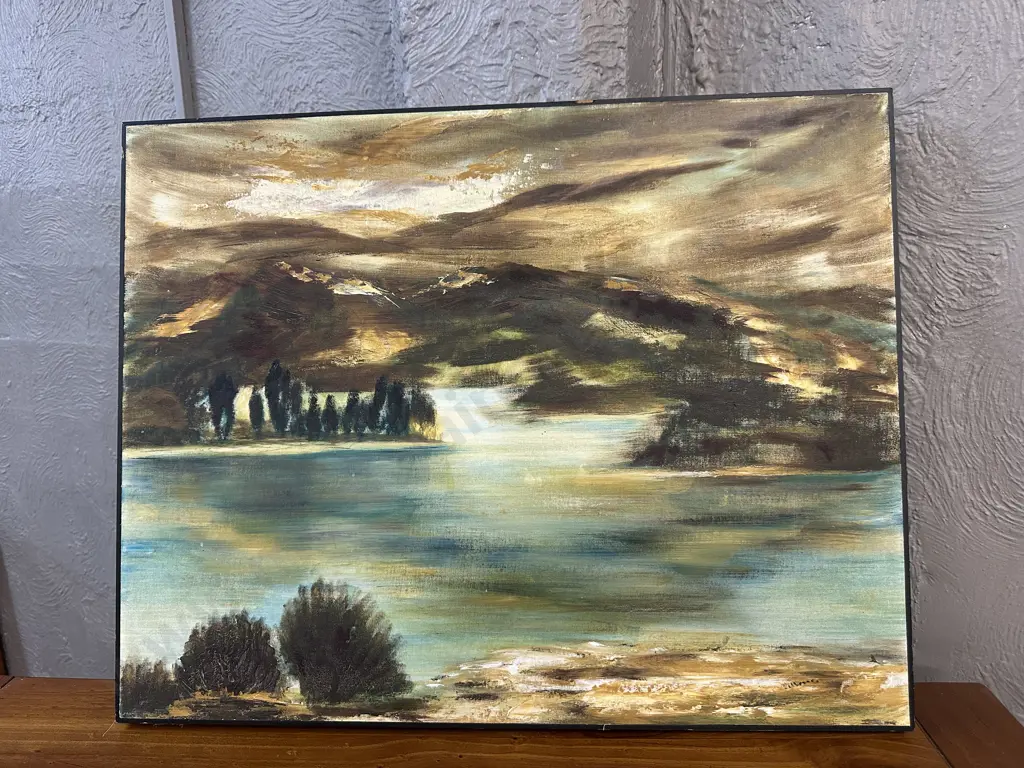 Signed Artwork On Canvas Landscape Scene H53,W67cm. Image 1++