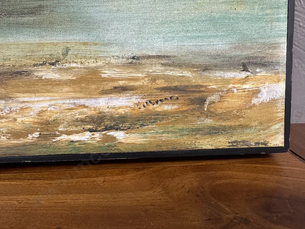 Signed Artwork On Canvas Landscape Scene H53,W67cm. Image 1++