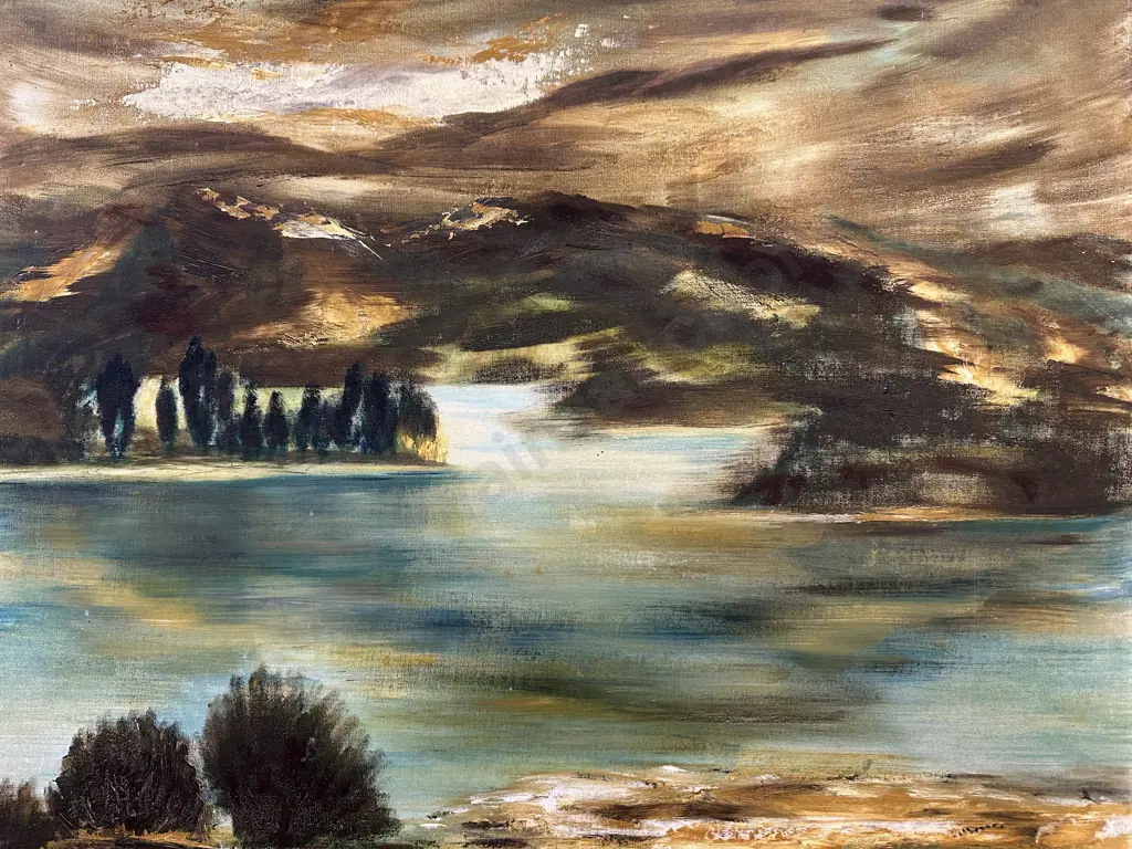 Signed Artwork On Canvas Landscape Scene H53,W67cm. Image 1++