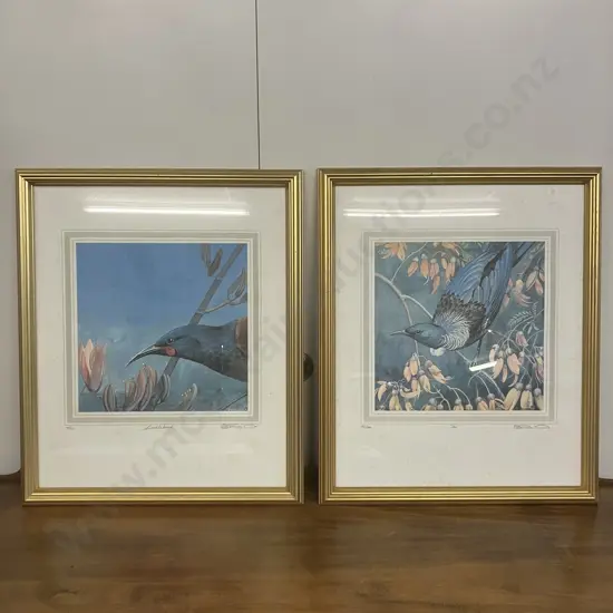 Blake Twigden "Tui" 62/100 & "Saddleback" 48/100 Limited Edition Signed Framed Prints. 65 x 54cm