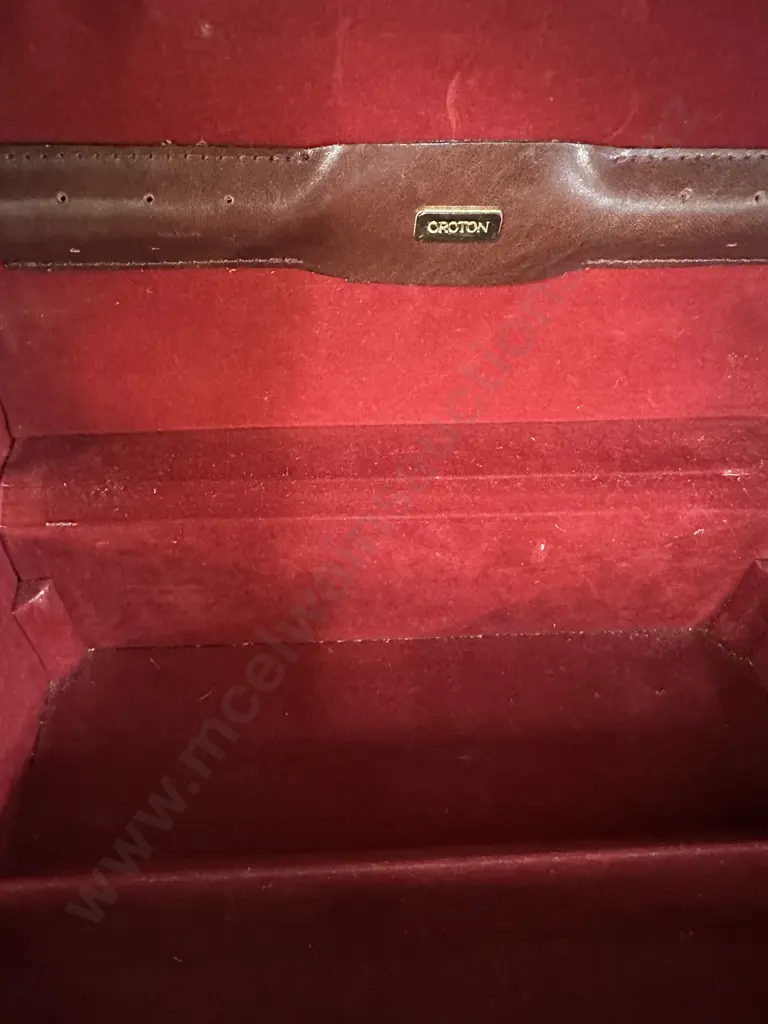 Vintage Burgundy Oroton Jewellery Box H10,W26,D18.5.  Image 1++