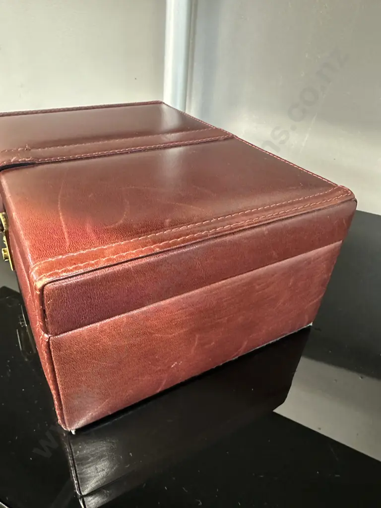 Vintage Burgundy Oroton Jewellery Box H10,W26,D18.5.  Image 1++