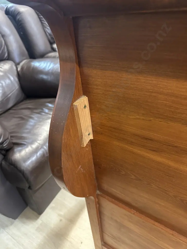 Solid Rimu Sleigh Bed. H105 W228 D165cm (Needs Some Fittings) Image 1++