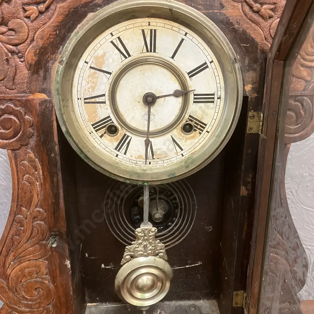 Antique American Ansonia 8 Day Gingerbread Parlor Mantel Clock With Chime. H57cm Image 1++
